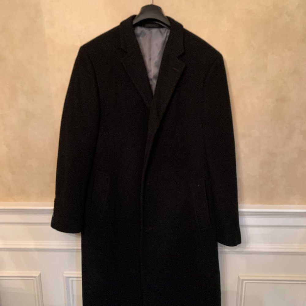 Calvin Klein Black Wool Top Coat - Size 42L